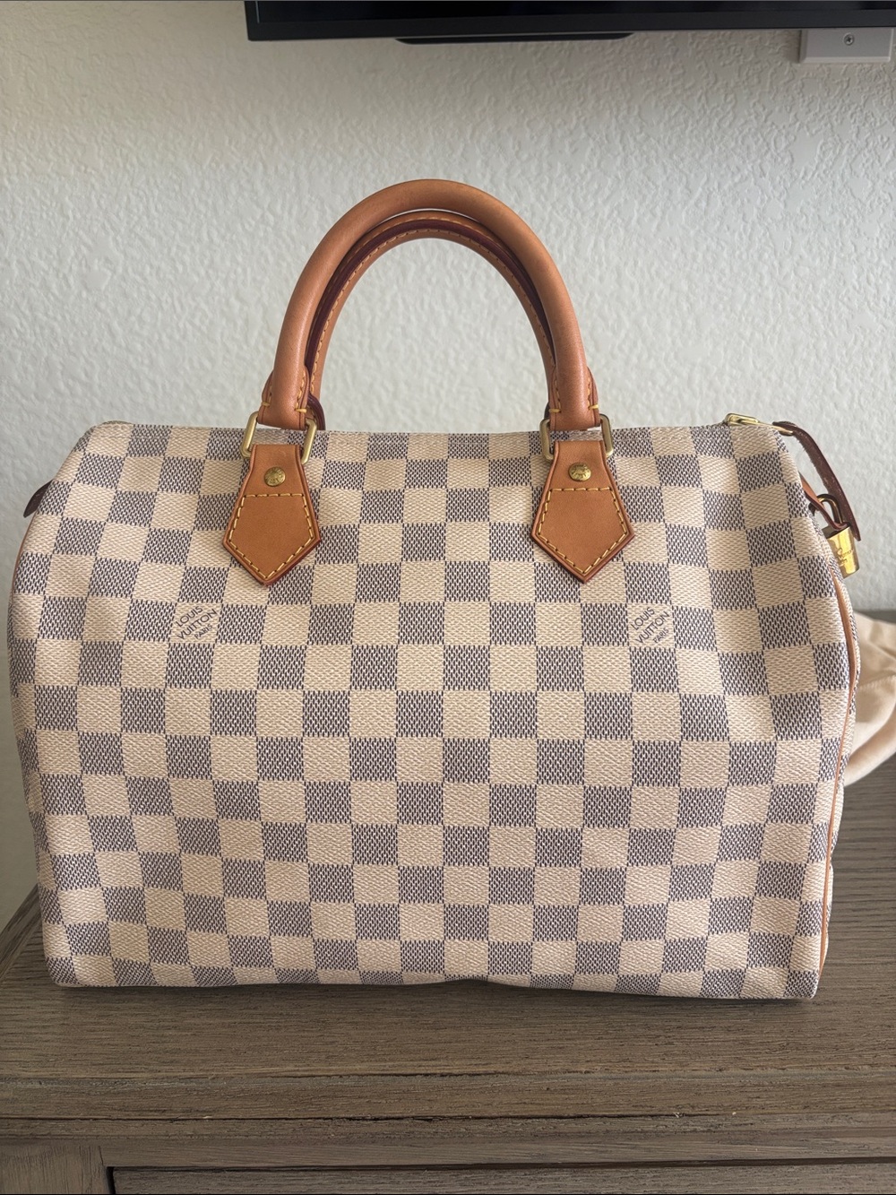 Louis Vuitton Beige and Brown Checkered Top-Handle Satchel